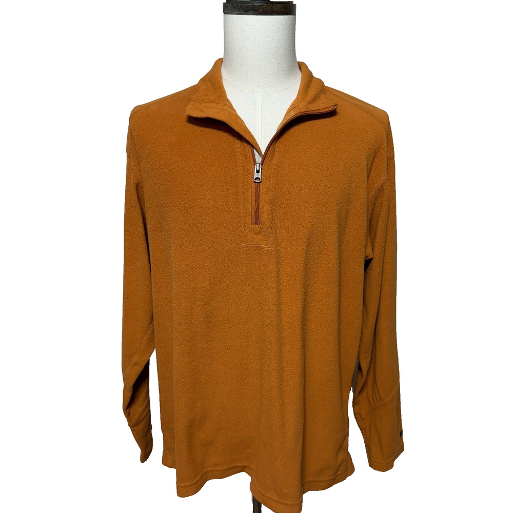 Columbia 1/4 Zip Pullover Mens Large Fleece Burnt Orange Lightweight Outdoors